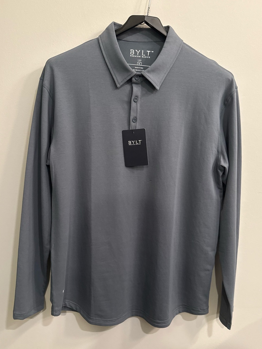 BYLT - Drop-Cut Long Sleeve: Lux Polo - Dusty Blue - XL